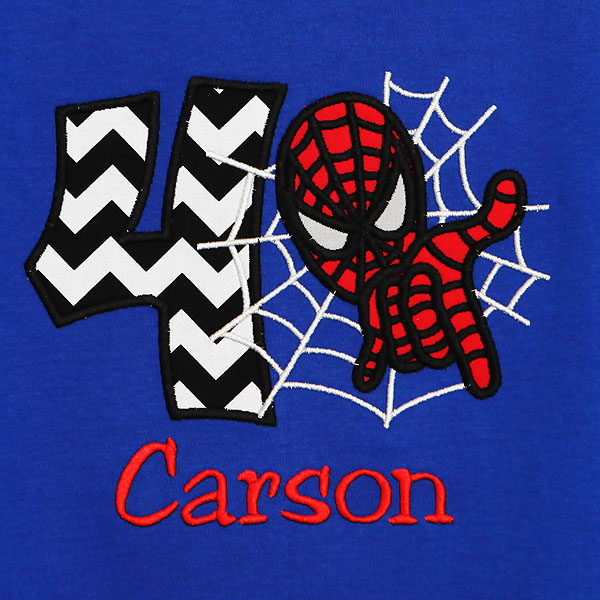 Spiderman Birthday Shirt, Custom, Embroidered, Any Age