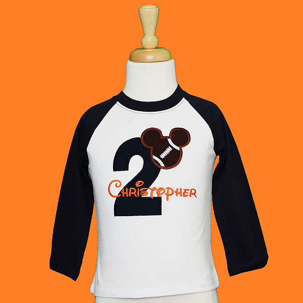 Football Mickey Mouse Birthday Shirt or Onesie, Custom, Personalized, Any Age and Colors