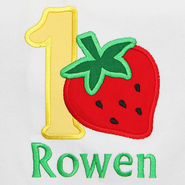 Strawberry Birthday Shirt, Custom, Any Age and Colors, Applique Embroidery