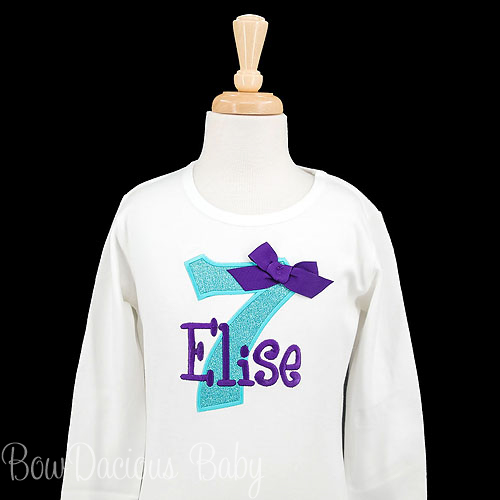 Girls Number Birthday Shirt, Name and Age Birthday Shirt, 7th Birthday Shirt, Custom, Any Age and Colors