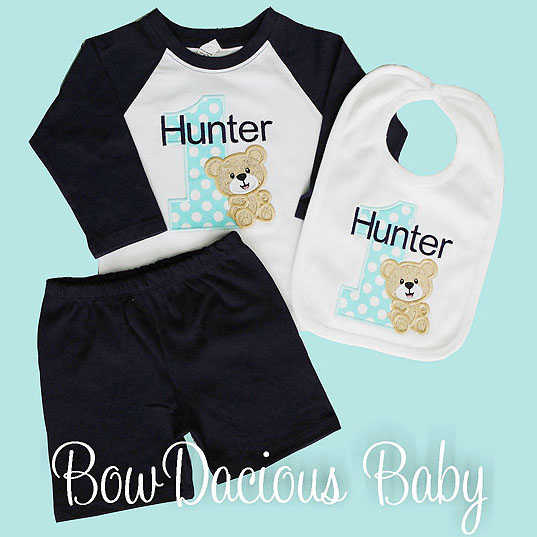 Personalized Teddy Bear Birthday Outfit, Custom, Any Colors, Any Age
