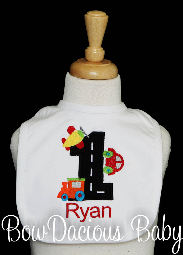Transportation Vehicles Bib, Custom, Personalized