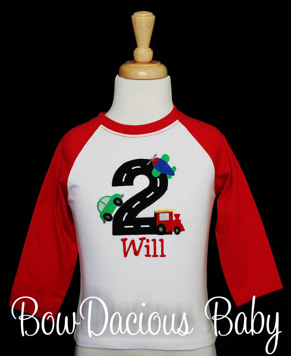 Boys Personalized Transportation Vehicles Birthday Shirt, Any Age, Custom