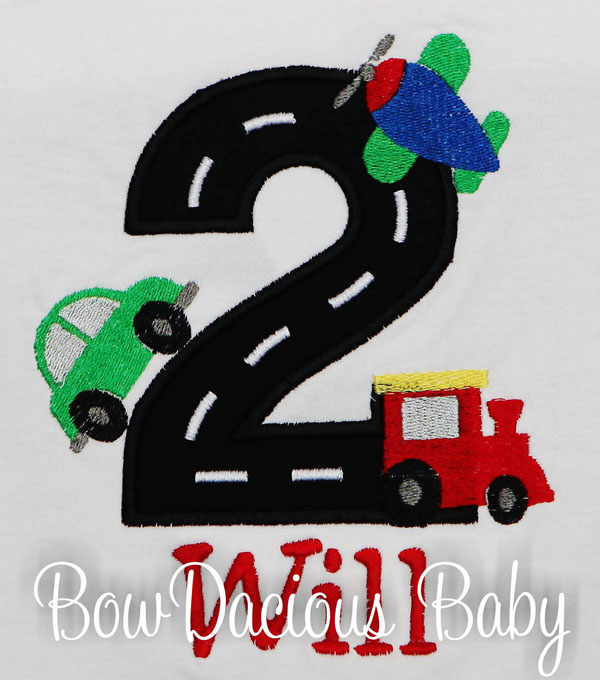 Boys Personalized Transportation Vehicles Birthday Shirt, Any Age, Custom