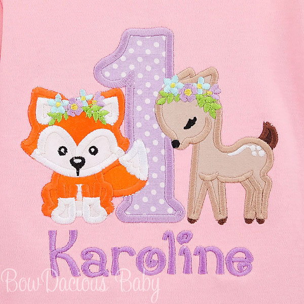 Woodland Fox and Deer Personalized Birthday Shirt, Any Age, Any Colors