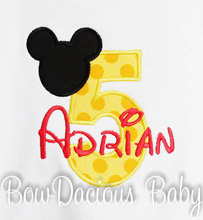Boys Birthday Mickey Mouse Yellow Number Quick Ship Top, Custom, Shirt or Onesie, Any Age