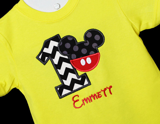 Yellow Mickey Mouse Birthday Shirt or Onesies, Custom