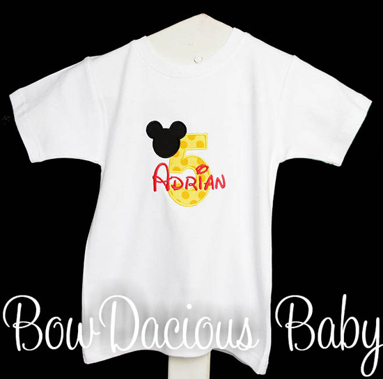 Boys Birthday Mickey Mouse Yellow Number Quick Ship Top, Custom, Shirt or Onesie, Any Age