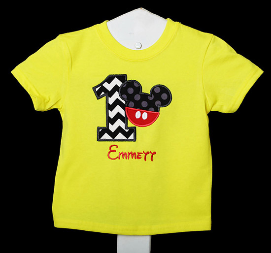 Yellow Mickey Mouse Birthday Shirt or Onesies, Custom